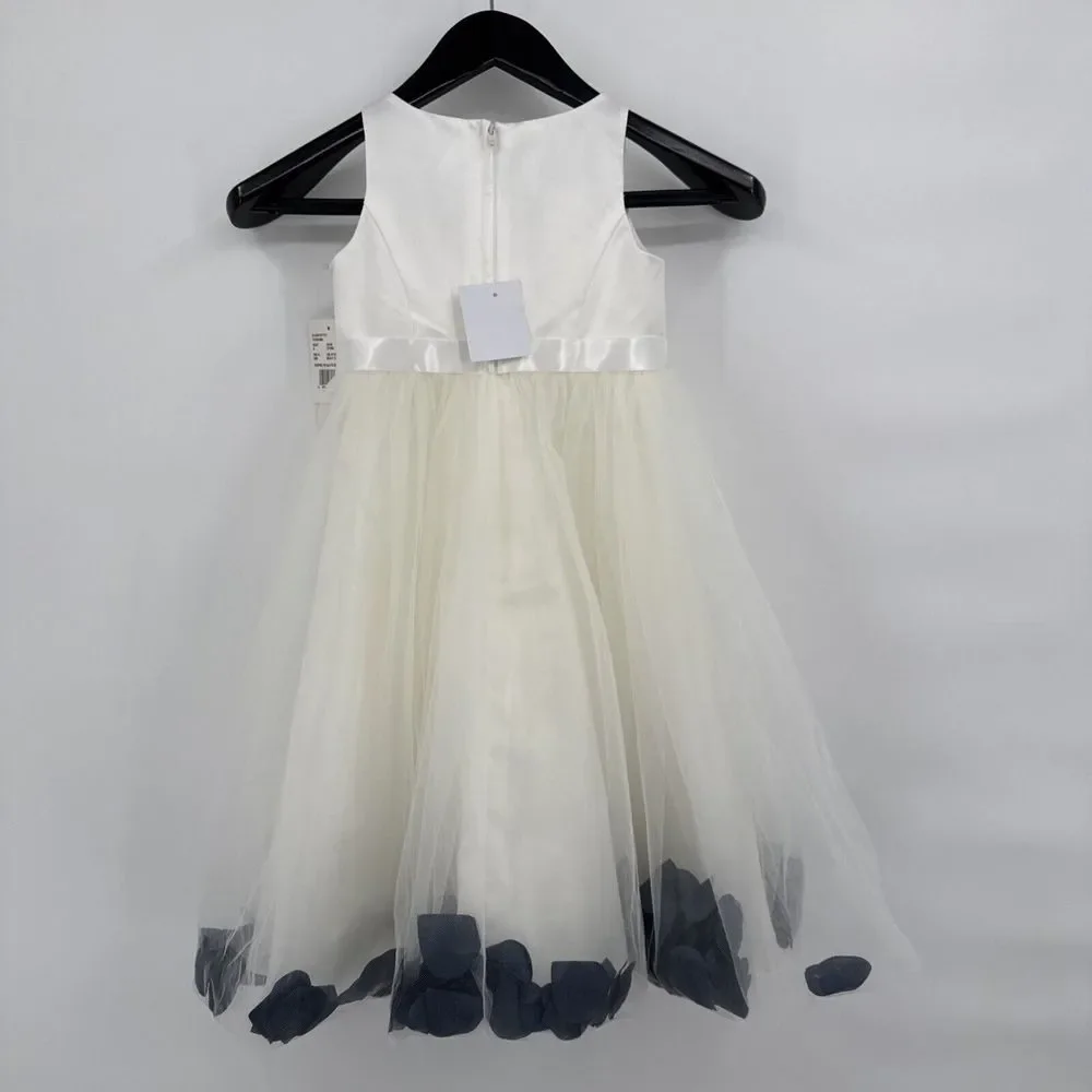 David's Bridal Flower Girl Dress Trapped Petals‎ Size 5 Wedding Navy Blue NWT - Picture 2 of 10
